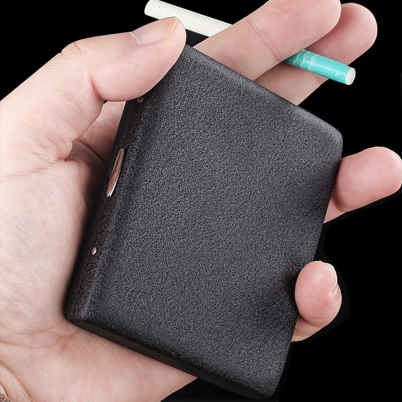 Smoking & Vaping Accessories - 20개입 블랙 무광 금속 담배갑 휴대용